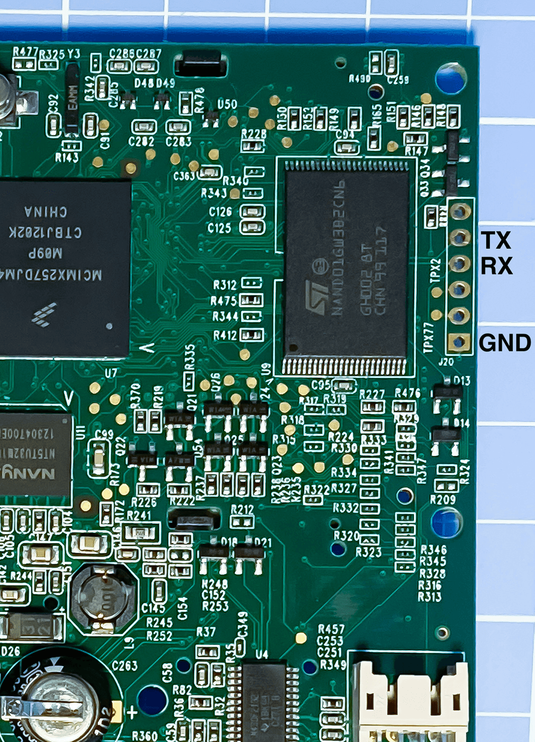 Serial lines available on the board